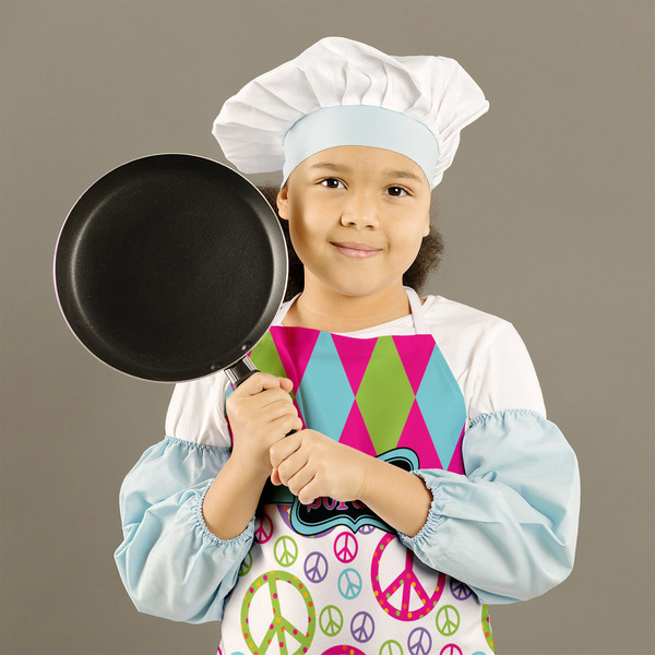 Harlequin & Peace Signs Kid's Aprons - Medium - Lifestyle