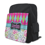 Harlequin & Peace Signs Preschool Backpack (Personalized)