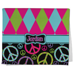 Harlequin & Peace Signs Kitchen Towel - Poly Cotton w/ Name or Text