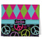Harlequin & Peace Signs Kitchen Towel - Poly Cotton w/ Name or Text