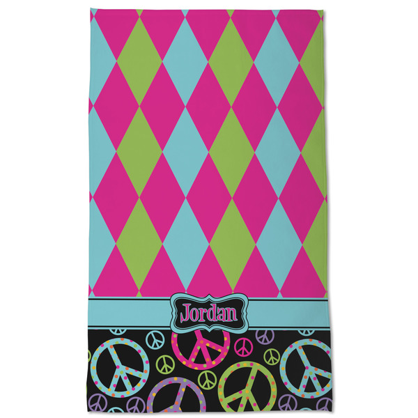 Harlequin & Peace Signs Kitchen Towel - Poly Cotton - Full Front