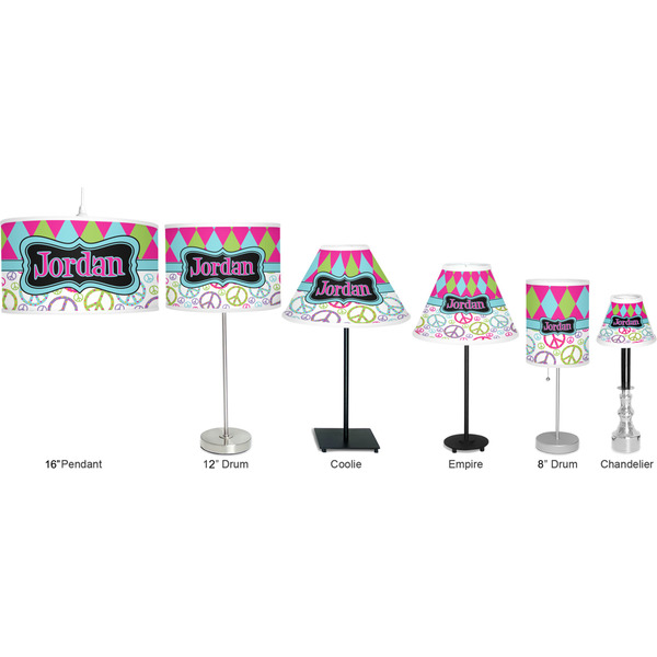 Harlequin & Peace Signs Lamp Full View Size Comparison