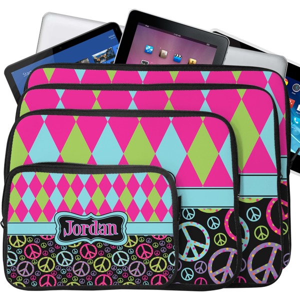 Harlequin & Peace Signs Laptop Case Sizes