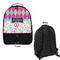 Harlequin & Peace Signs Large Backpack - Black - Front & Back View