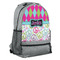 Harlequin & Peace Signs Large Backpack - Gray - Angled View