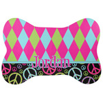Harlequin & Peace Signs Bone Shaped Dog Food Mat (Personalized)