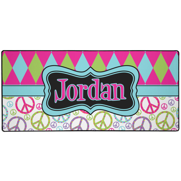 Custom Harlequin & Peace Signs Gaming Mouse Pad (Personalized)