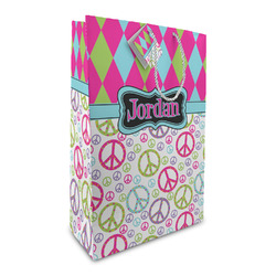Harlequin & Peace Signs Large Gift Bag (Personalized)