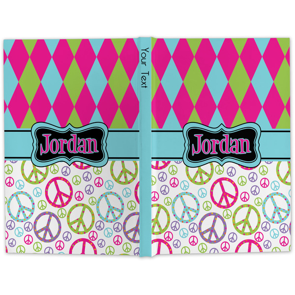 Harlequin & Peace Signs Large Hard Cover Journal - Apvl