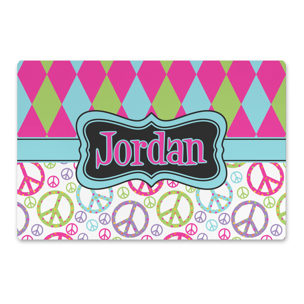 Custom Harlequin & Peace Signs Large Rectangle Car Magnet (Personalized)