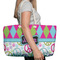 Harlequin & Peace Signs Large Rope Tote Bag - In Context View