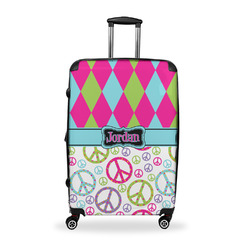 Harlequin & Peace Signs Suitcase - 28" Large - Checked w/ Name or Text