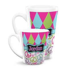 Harlequin & Peace Signs Latte Mug (Personalized)