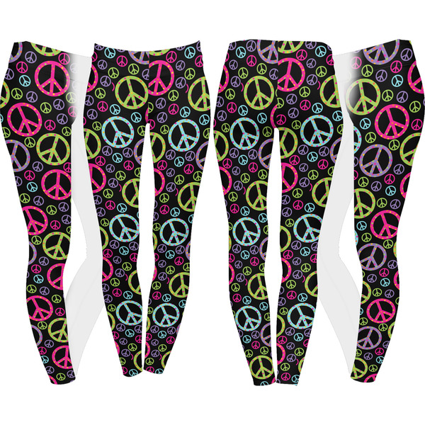 Harlequin & Peace Signs Leggings Turn Around - Apvl