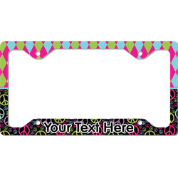 Harlequin & Peace Signs License Plate Frame - Style C (Personalized)