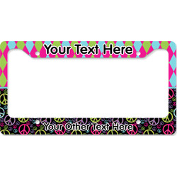 Harlequin & Peace Signs License Plate Frame - Style B (Personalized)