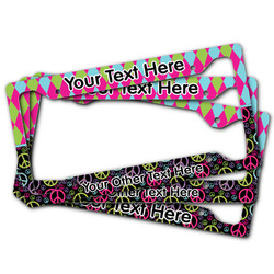 Harlequin & Peace Signs License Plate Frame (Personalized)
