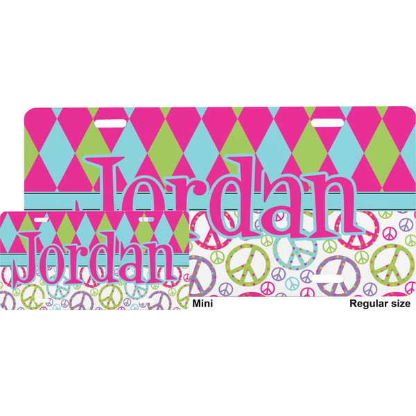 Harlequin & Peace Signs License Plate (Sizes)