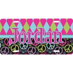 Harlequin & Peace Signs Front License Plate (Personalized)