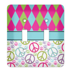 Harlequin & Peace Signs Light Switch Cover (2 Toggle Plate)