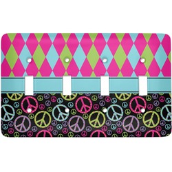 Harlequin & Peace Signs Light Switch Cover (4 Toggle Plate)
