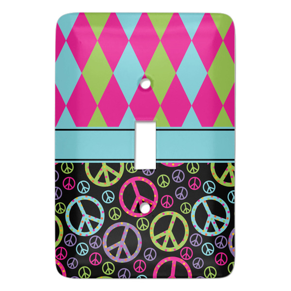 Custom Harlequin & Peace Signs Light Switch Cover