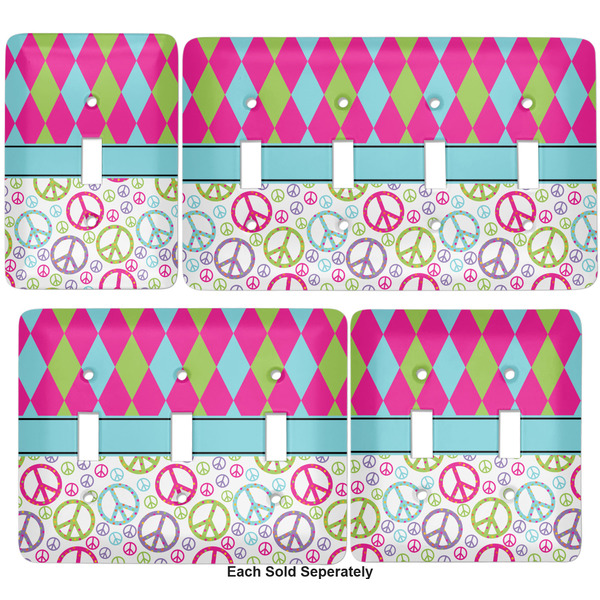 Harlequin & Peace Signs Light Switch Covers all sizes