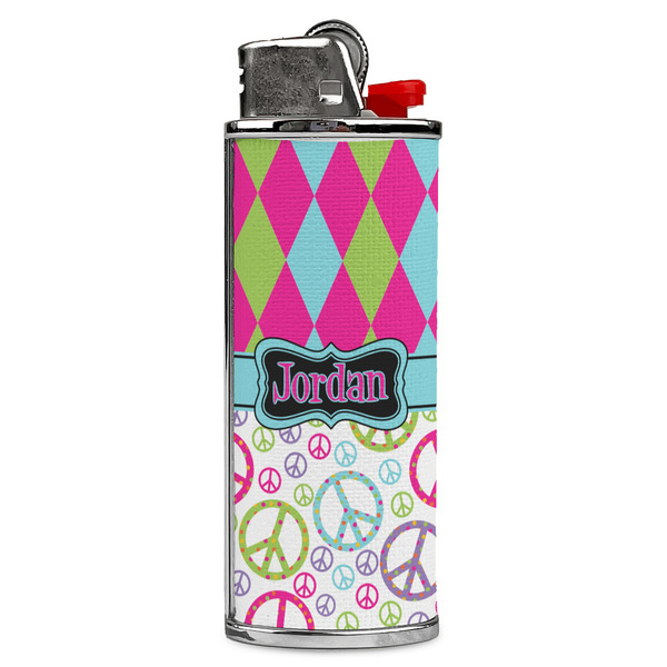 Custom Harlequin & Peace Signs Case for BIC Lighters (Personalized)