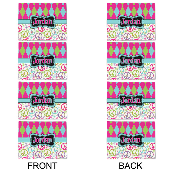 Harlequin & Peace Signs Linen Placemat - APPROVAL Set of 4 (double sided)