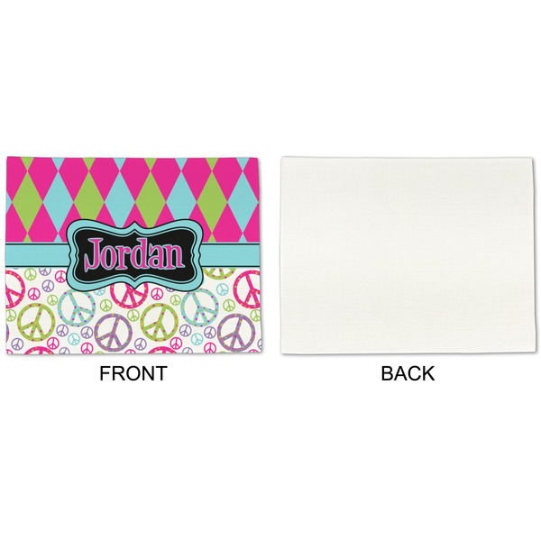 Harlequin & Peace Signs Linen Placemat - APPROVAL Single (single sided)