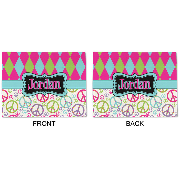 Harlequin & Peace Signs Linen Placemat - APPROVAL (double sided)