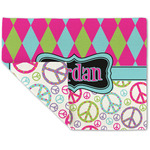 Harlequin & Peace Signs Double-Sided Linen Placemat - Single w/ Name or Text