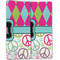 Harlequin & Peace Signs Linen Placemat - Folded Half (double sided)