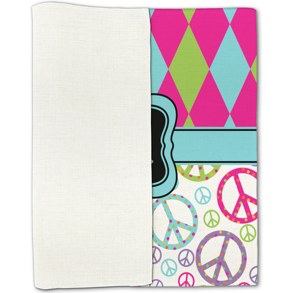 Harlequin & Peace Signs Linen Placemat - Folded Half