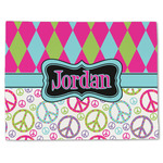 Harlequin & Peace Signs Single-Sided Linen Placemat - Single w/ Name or Text