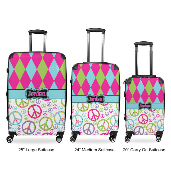 Harlequin & Peace Signs Luggage Bags all sizes - With Handle