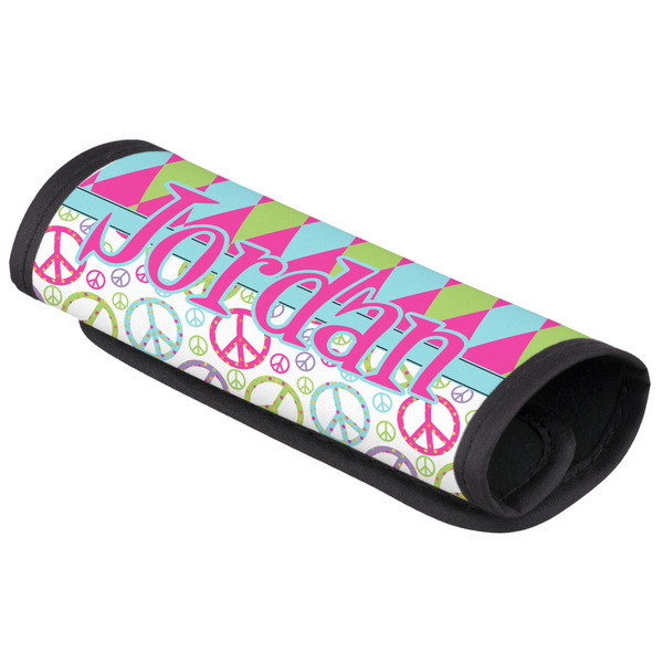 Custom Harlequin & Peace Signs Luggage Handle Cover (Personalized)