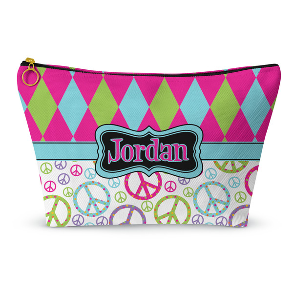 Custom Harlequin & Peace Signs Makeup Bag (Personalized)