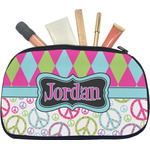 Harlequin & Peace Signs Makeup / Cosmetic Bag - Medium (Personalized)