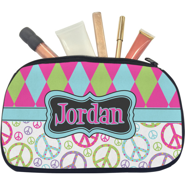 Harlequin & Peace Signs Makeup Bag Medium