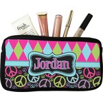 Harlequin & Peace Signs Makeup / Cosmetic Bag - Small (Personalized)