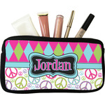 Harlequin & Peace Signs Makeup / Cosmetic Bag - Small (Personalized)