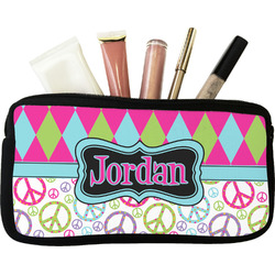 Harlequin & Peace Signs Makeup / Cosmetic Bag (Personalized)
