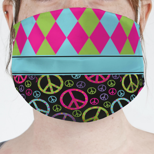 Custom Harlequin & Peace Signs Face Mask Cover