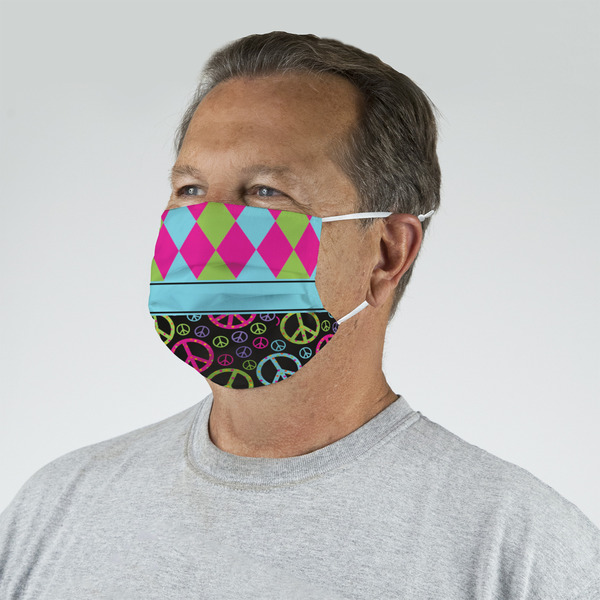 Harlequin & Peace Signs Mask - Quarter View on Guy