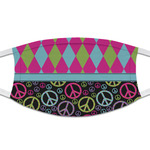 Harlequin & Peace Signs Cloth Face Mask (T-Shirt Fabric)