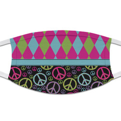 Harlequin & Peace Signs Cloth Face Mask (T-Shirt Fabric) (Personalized)