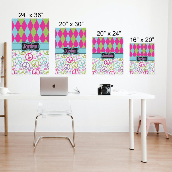 Harlequin & Peace Signs Matte Poster - Sizes