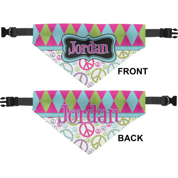 Harlequin & Peace Signs Medium Dog Bandana Approval