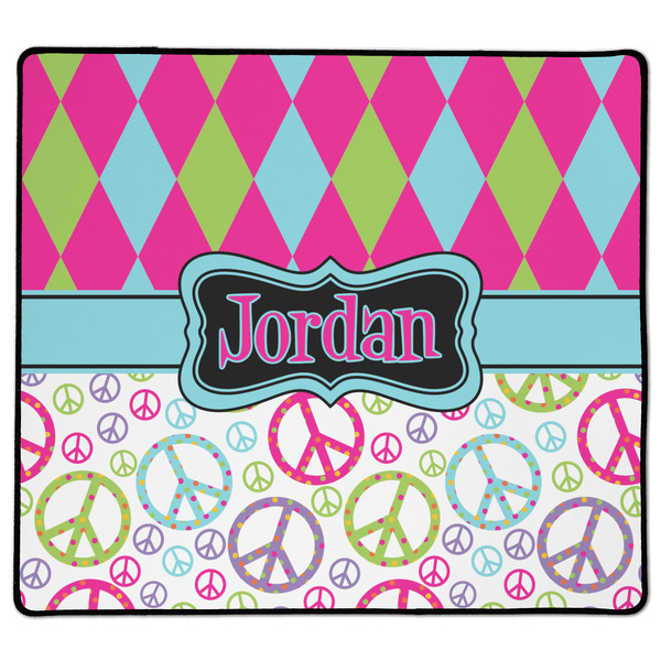 Custom Harlequin & Peace Signs XL Gaming Mouse Pad - 18" x 16" (Personalized)